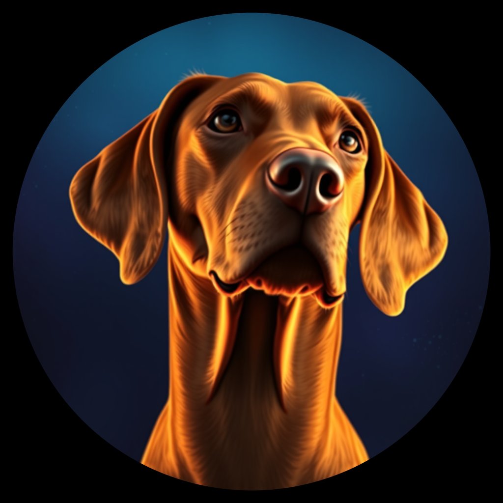 Cosmic medallion portrait of PFZ19E10_PFZ19E10, a Vizsla