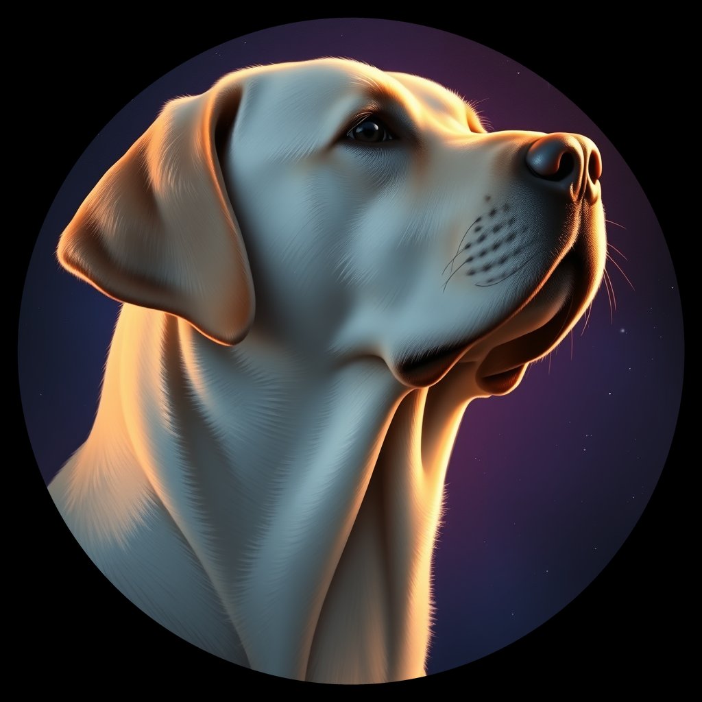 Cosmic medallion portrait of PFZ19E12_PFZ19E12, a Labrador Retriever