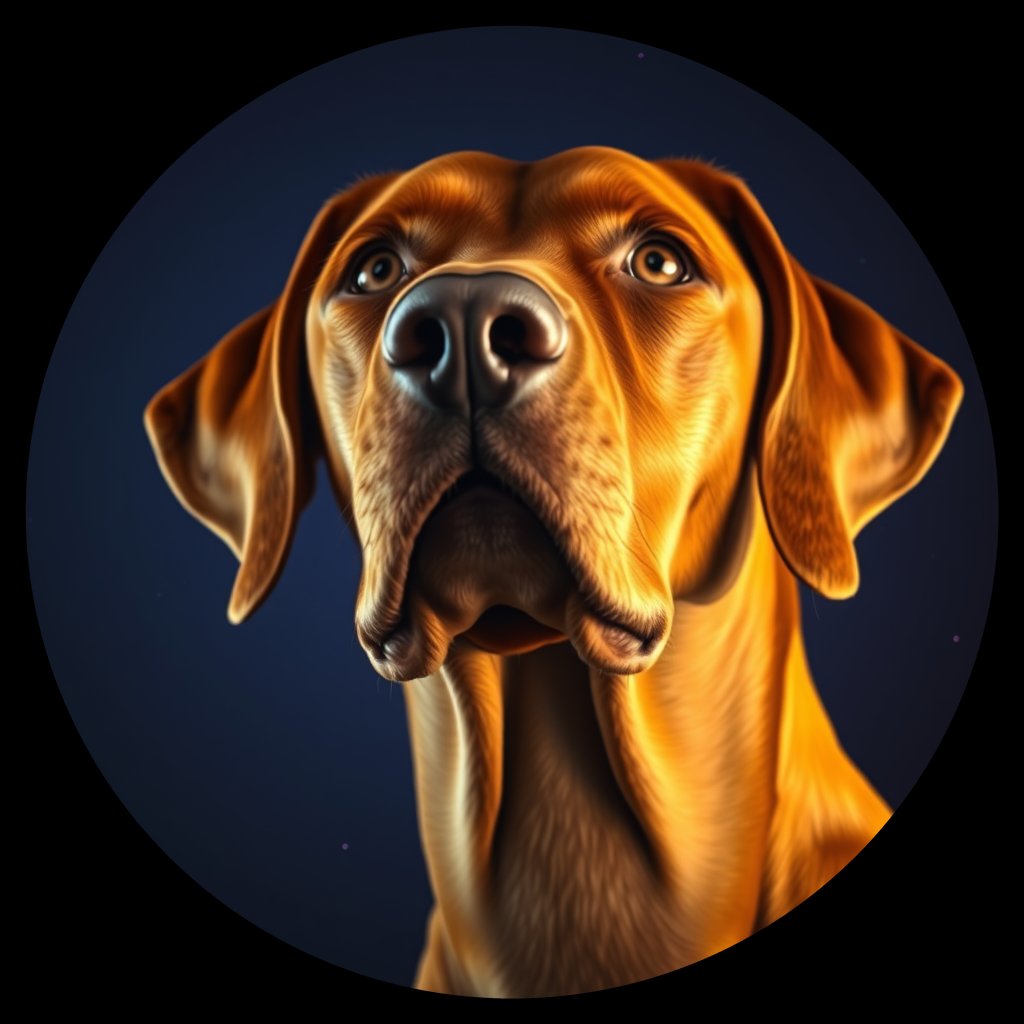 Cosmic medallion portrait of PFZ19F12_PFZ19F12, a Vizsla