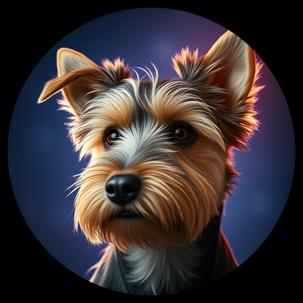 Cosmic medallion portrait of PFZ19G01_PFZ19G01, a Yorkshire Terrier