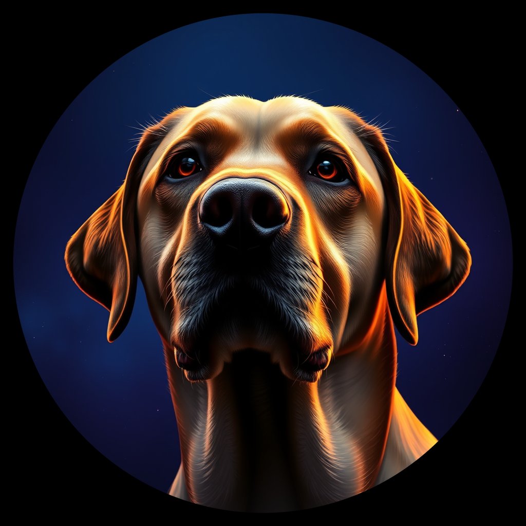 Cosmic medallion portrait of PFZ19G09_PFZ19G09, a Labrador Retriever
