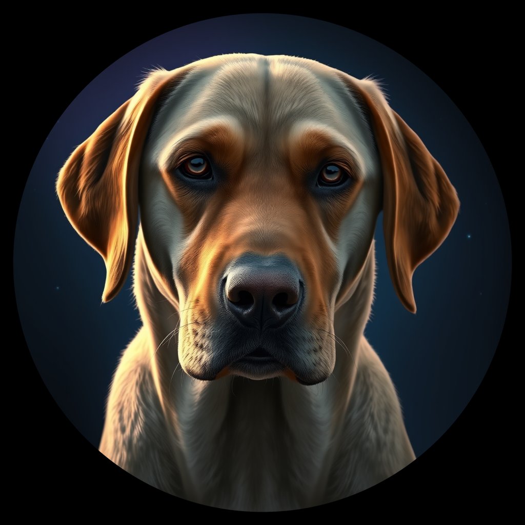 Cosmic medallion portrait of PFZ19G11_PFZ19G11, a Labrador Retriever