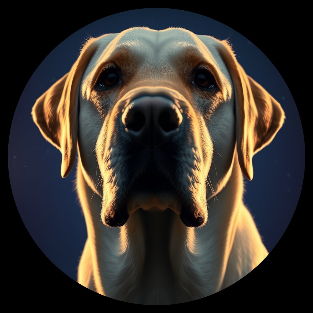 Cosmic medallion portrait of PFZ19G12_PFZ19G12, a Labrador Retriever