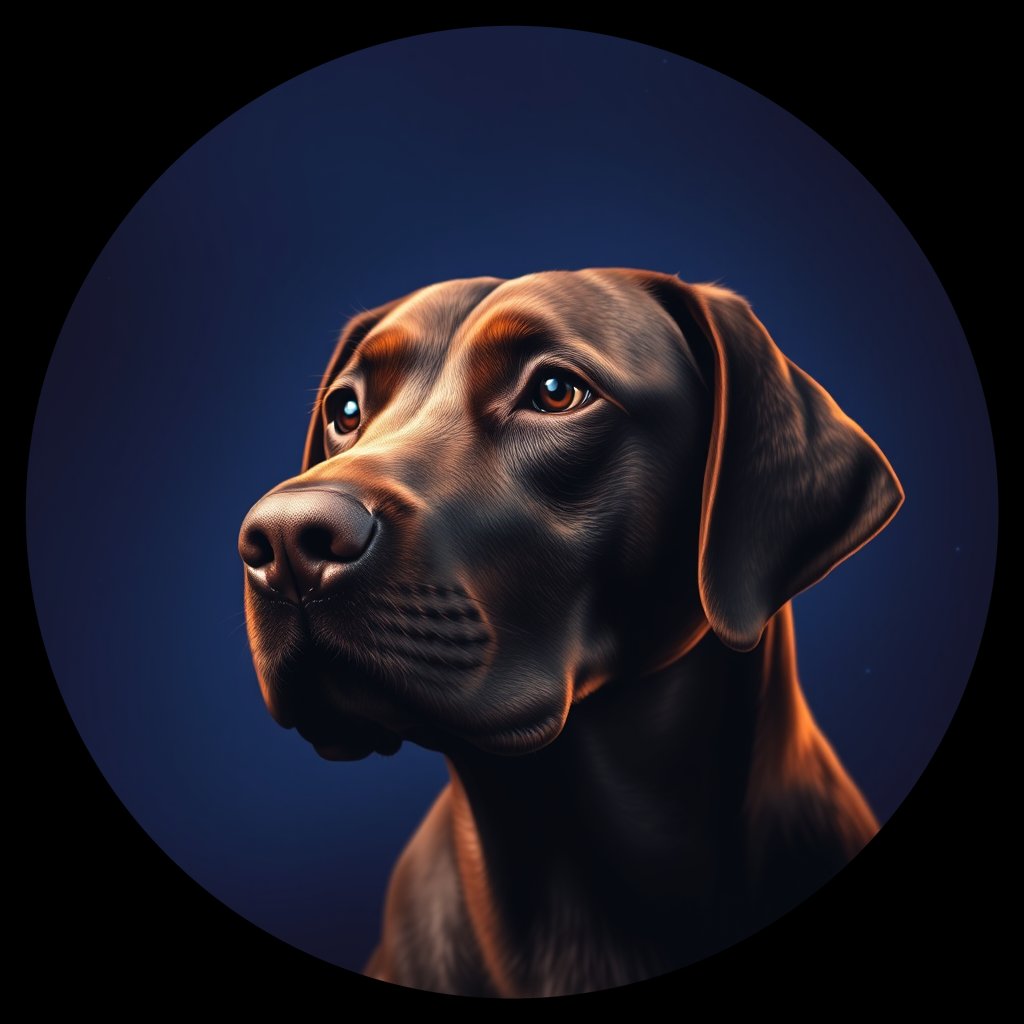 Cosmic medallion portrait of PFZ19H08_PFZ19H08, a Labrador Retriever