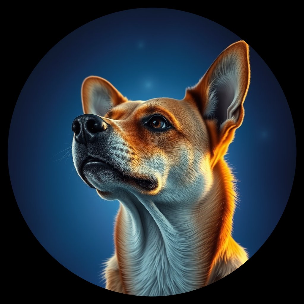 Cosmic medallion portrait of PFZ19H09_PFZ19H09, a Australian Cattle Dog