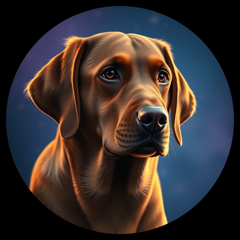 Cosmic medallion portrait of PFZ19H10_PFZ19H10, a Labrador Retriever