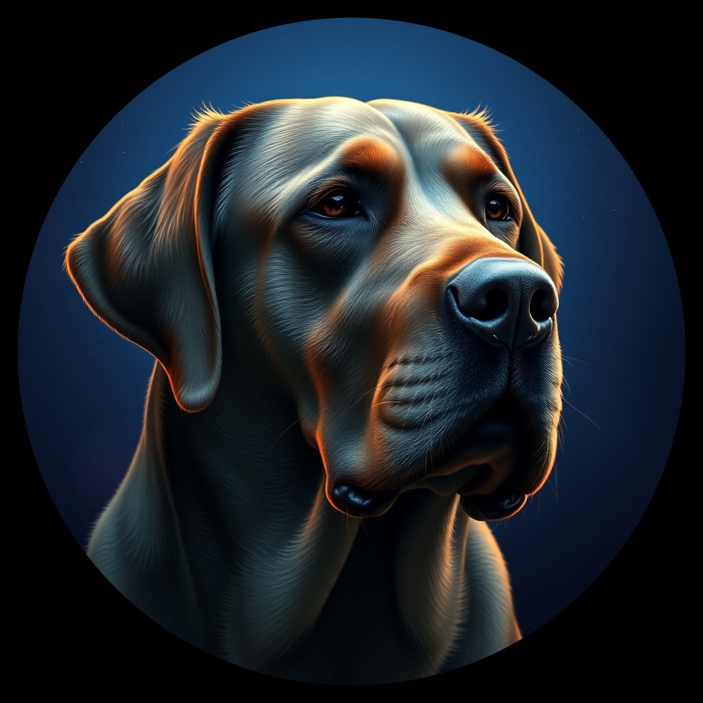 Cosmic medallion portrait of PFZ19H12_PFZ19H12, a Labrador Retriever