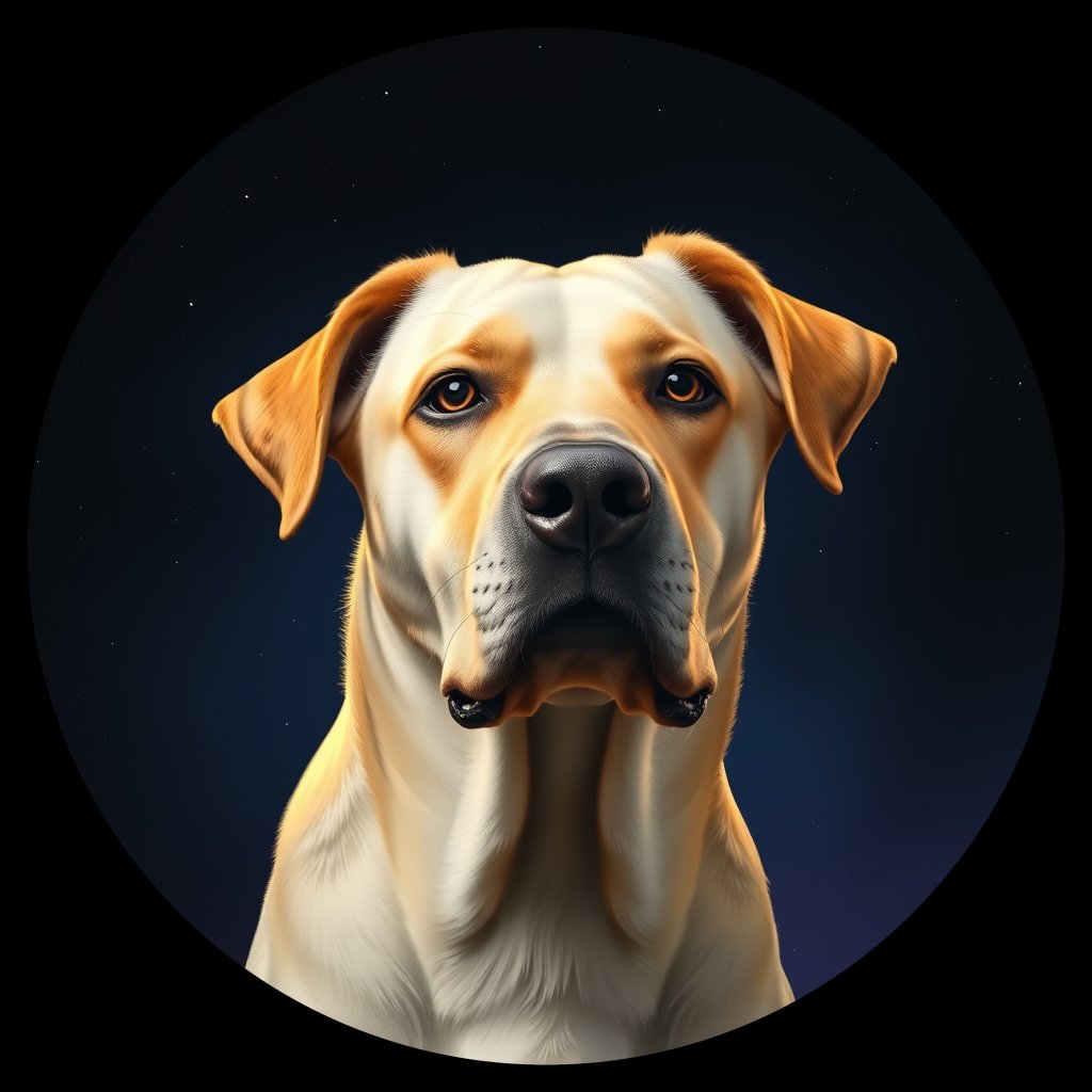 Cosmic medallion portrait of PFZ1A03_PFZ1A03, a Carolina Dog