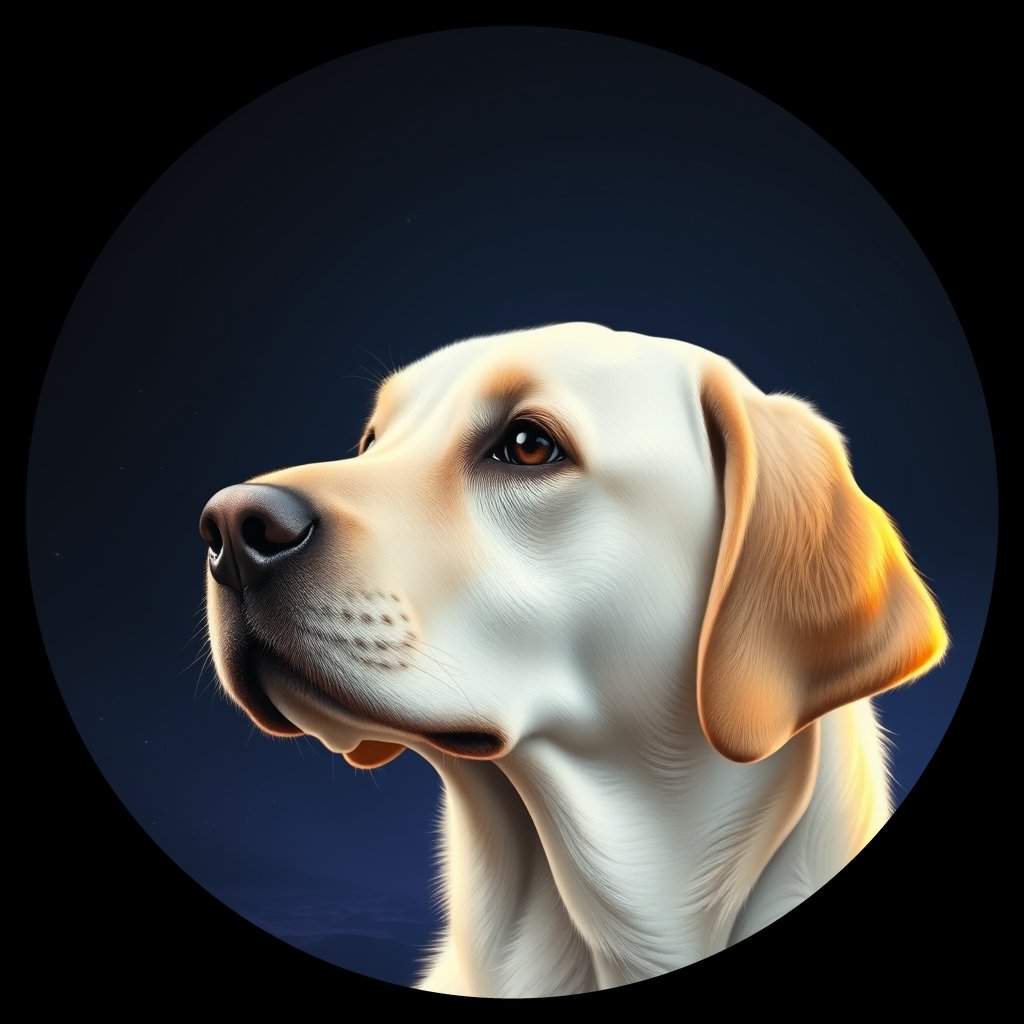 Cosmic medallion portrait of PFZ1A10_PFZ1A10, a Labrador Retriever