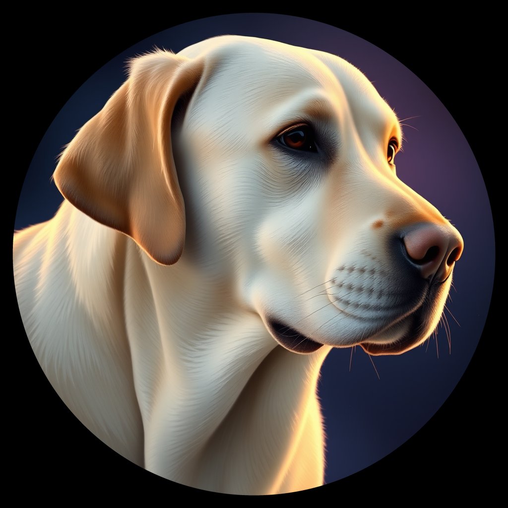 Cosmic medallion portrait of PFZ1A11_PFZ1A11, a Labrador Retriever