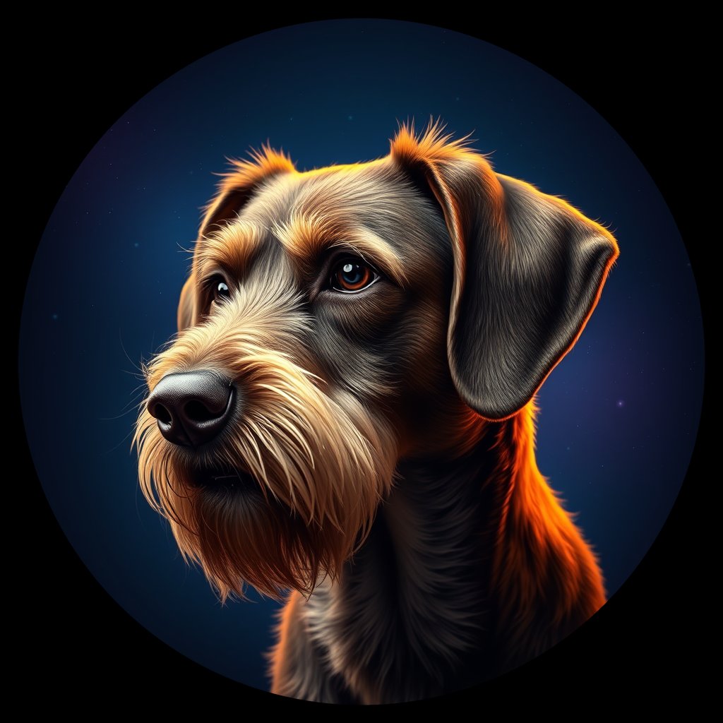 Cosmic medallion portrait of PFZ1B01_PFZ1B01, a Village Dog Us Alaska