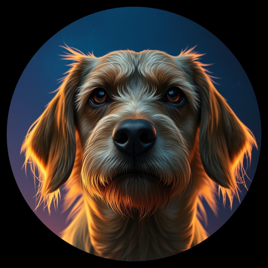 Cosmic medallion portrait of PFZ1B04_PFZ1B04, a Village Dog Qatar