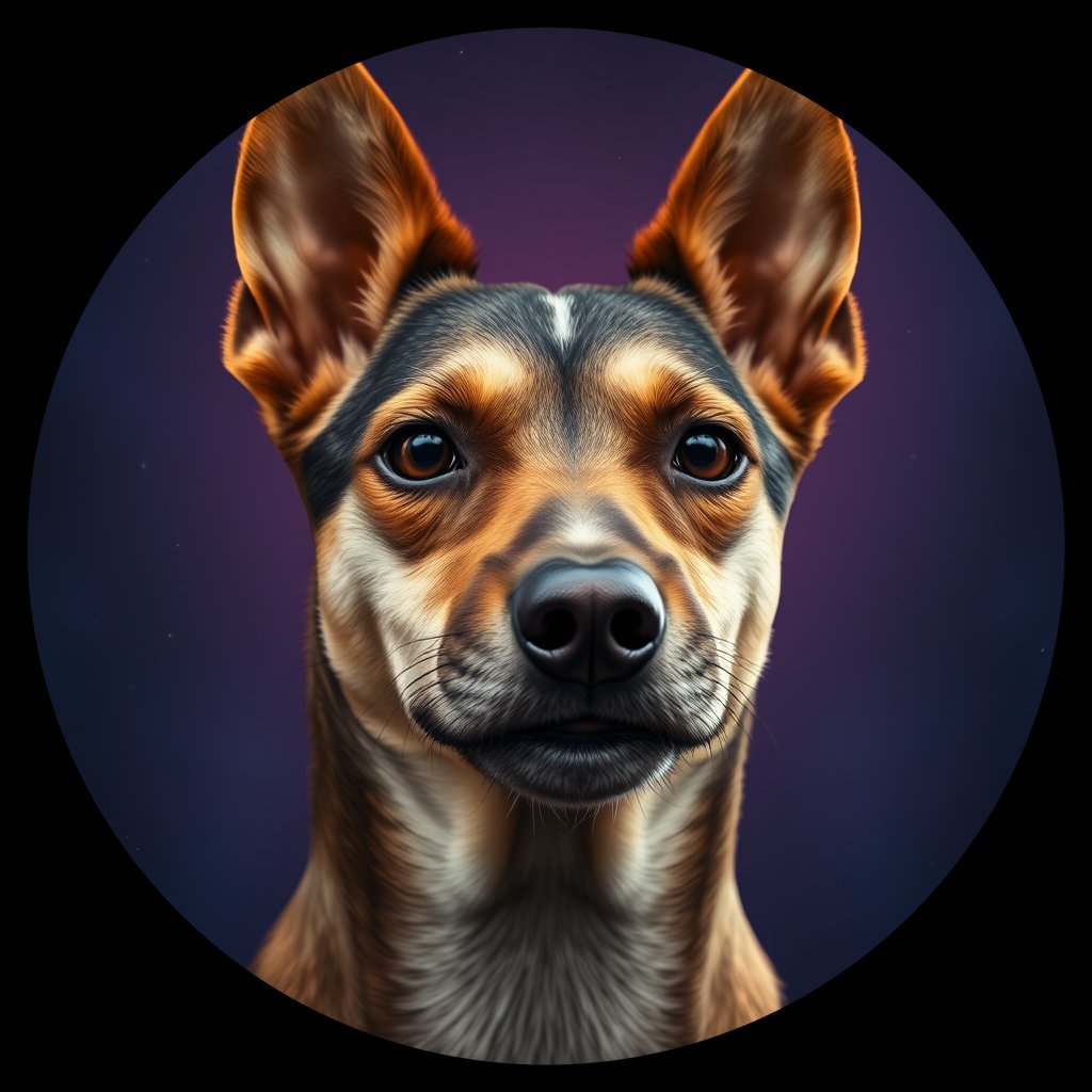 Cosmic medallion portrait of PFZ1B05_PFZ1B05, a Village Dog India Dehli