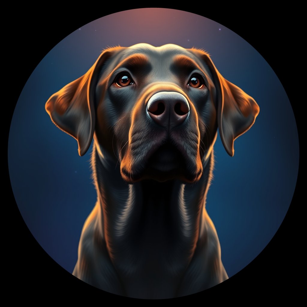 Cosmic medallion portrait of PFZ1B07_PFZ1B07, a Labrador Retriever