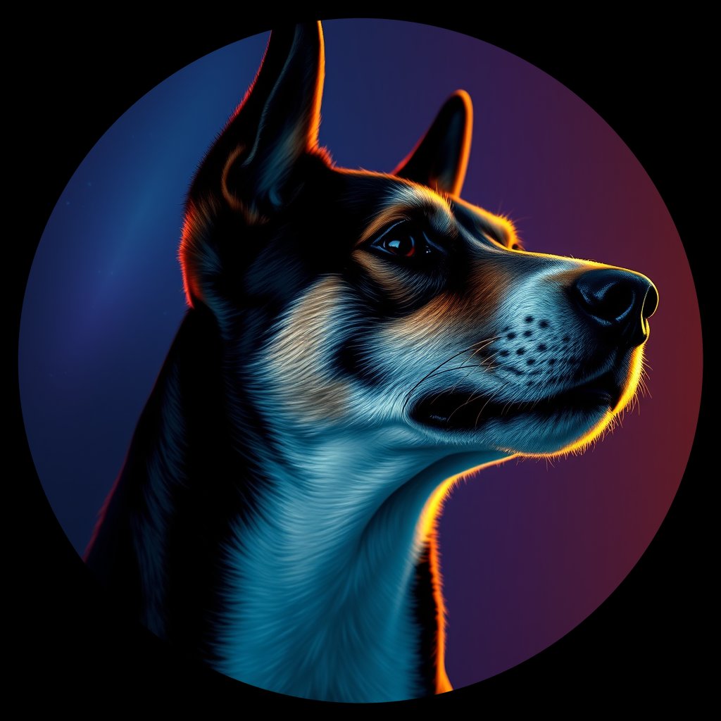 Cosmic medallion portrait of PFZ1B08_PFZ1B08, a Village Dog Peru Arequipa