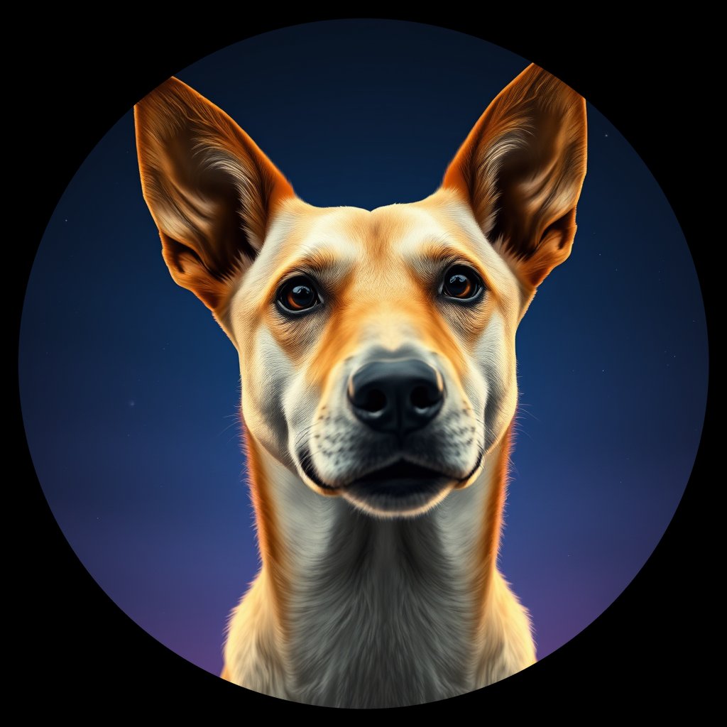 Cosmic medallion portrait of PFZ1C02_PFZ1C02, a Village Dog Peru Puno