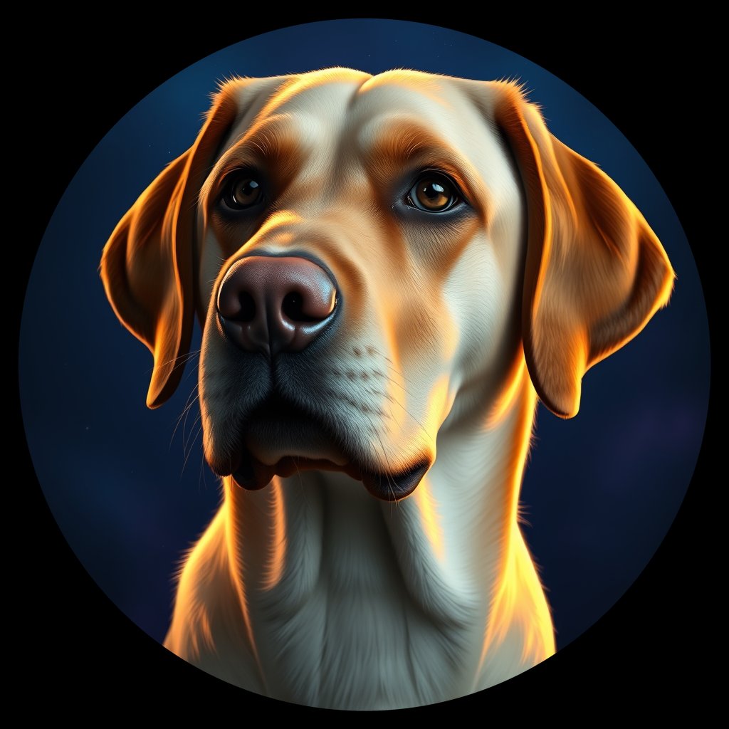Cosmic medallion portrait of PFZ1C03_PFZ1C03, a Labrador Retriever