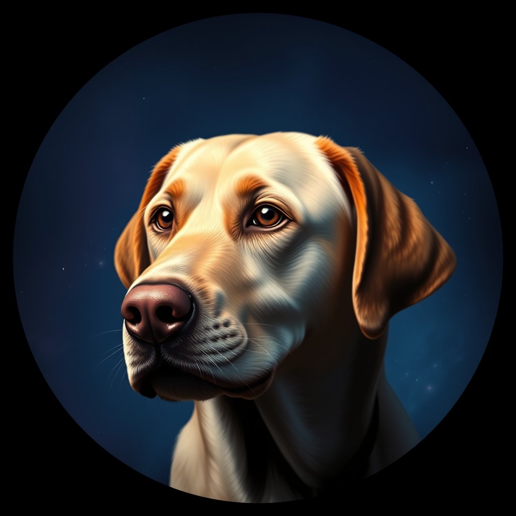 Cosmic medallion portrait of PFZ1C10_PFZ1C10, a Labrador Retriever