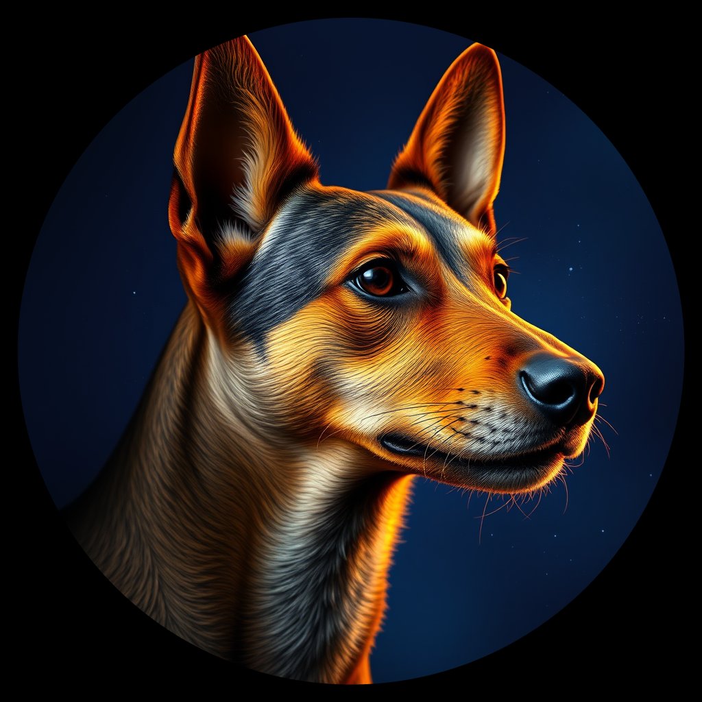Cosmic medallion portrait of PFZ1D02_PFZ1D02, a Village Dog Panama