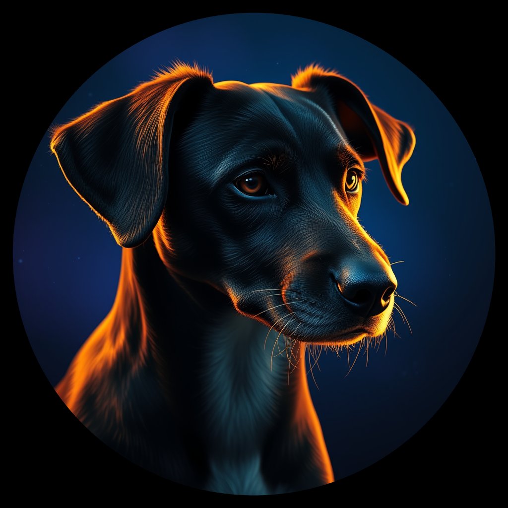 Cosmic medallion portrait of PFZ1D06_PFZ1D06, a Village Dog Palau