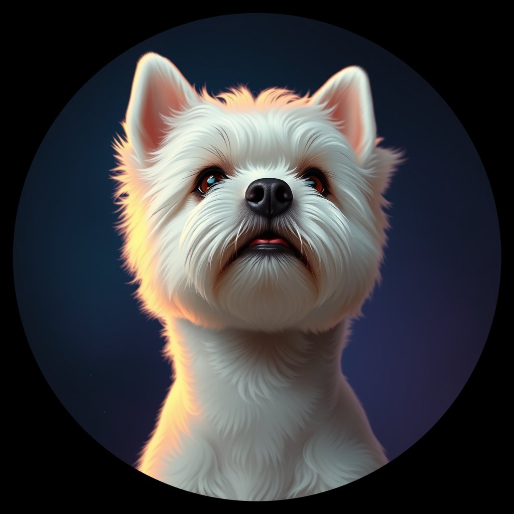 Cosmic medallion portrait of PFZ1D09_PFZ1D09, a Bichon Frise