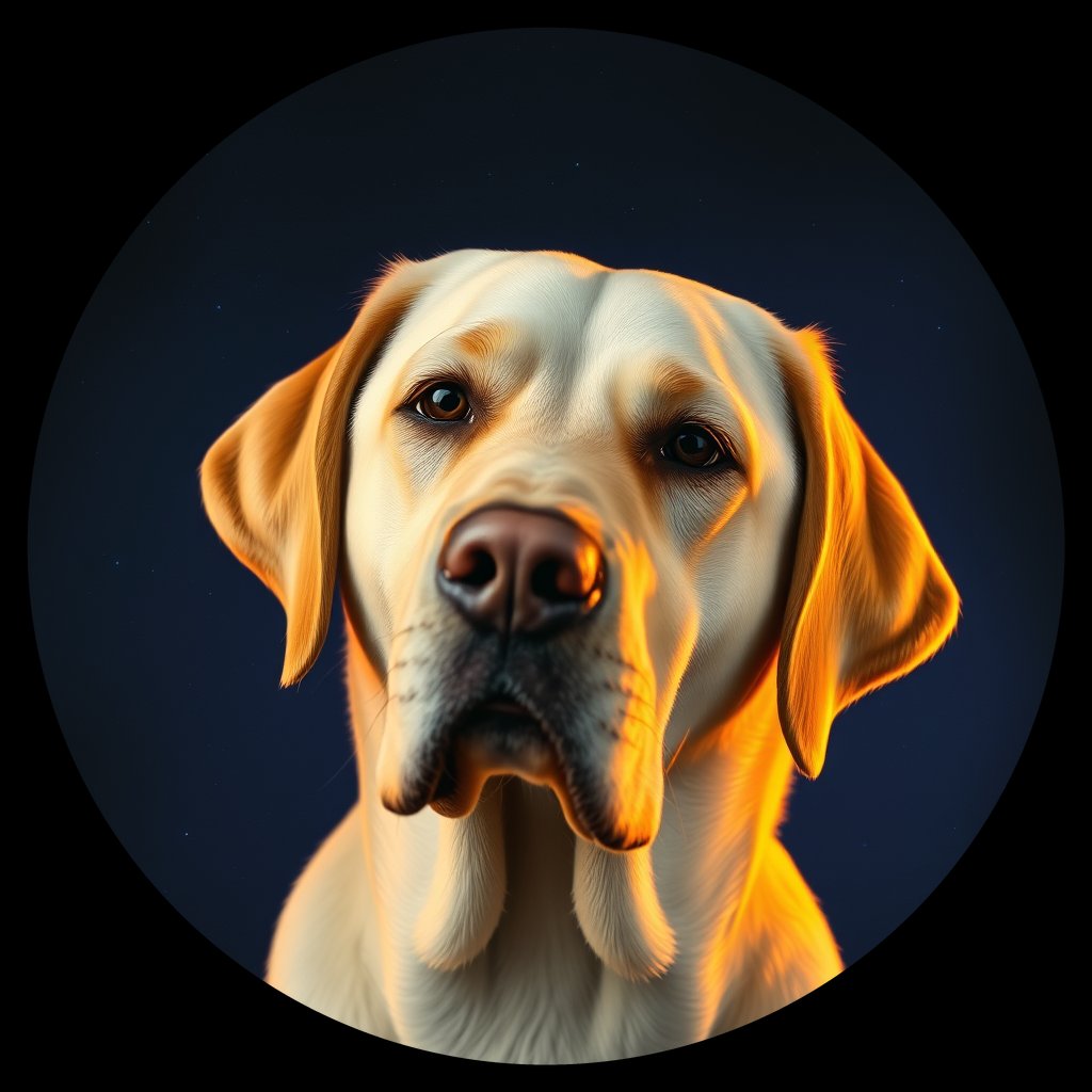 Cosmic medallion portrait of PFZ1D10_PFZ1D10, a Labrador Retriever