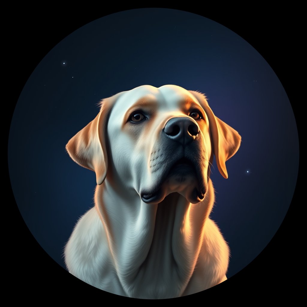 Cosmic medallion portrait of PFZ1D11_PFZ1D11, a Labrador Retriever