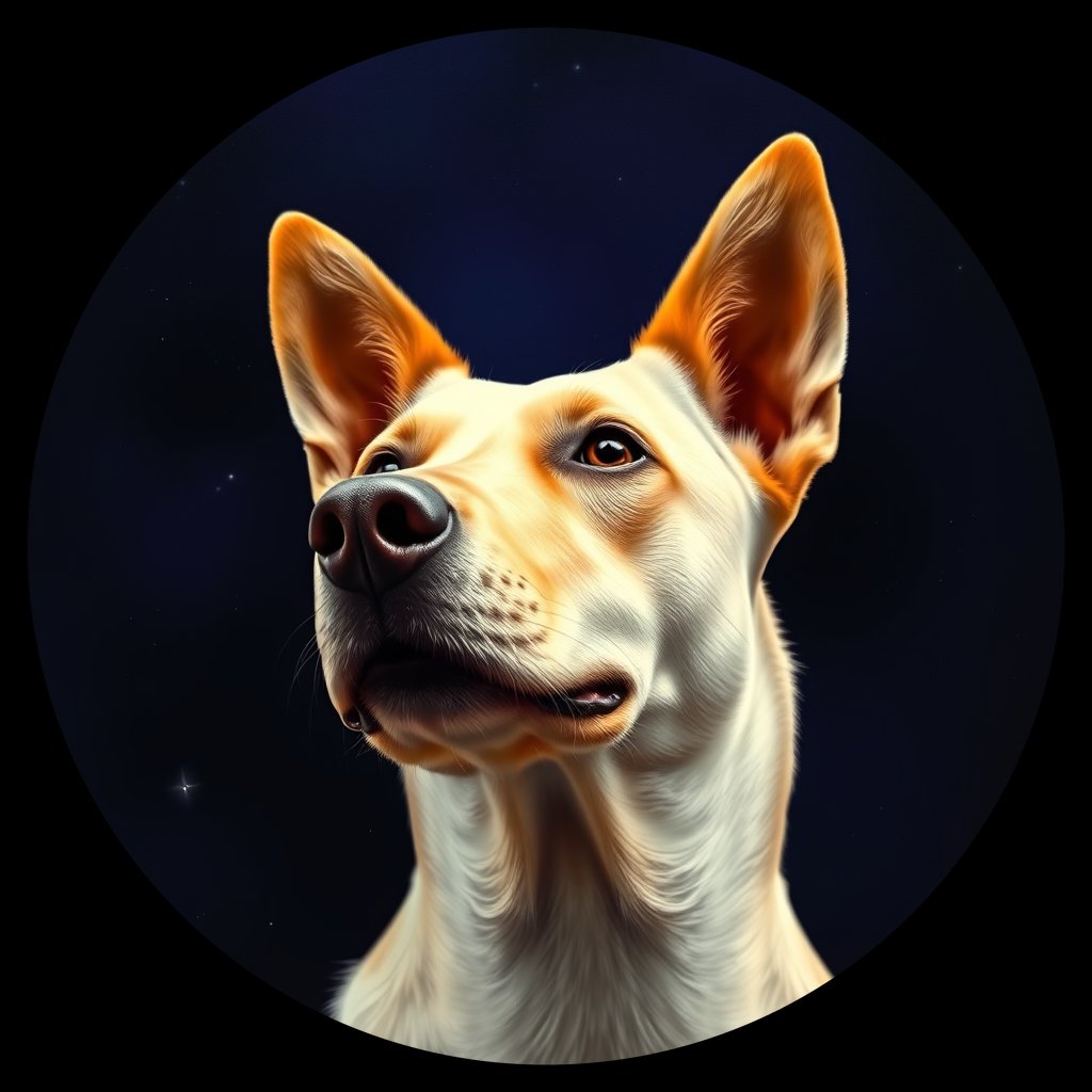 Cosmic medallion portrait of PFZ1E03_PFZ1E03, a Village Dog Portugal
