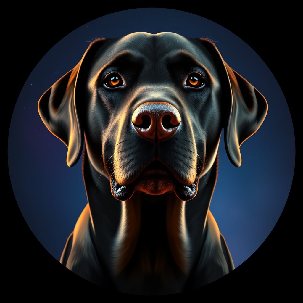 Cosmic medallion portrait of PFZ1E08_PFZ1E08, a Labrador Retriever