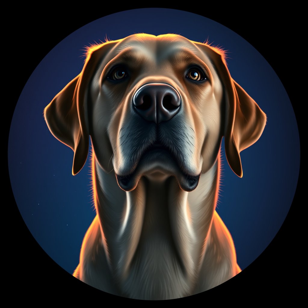 Cosmic medallion portrait of PFZ1E10_PFZ1E10, a Labrador Retriever
