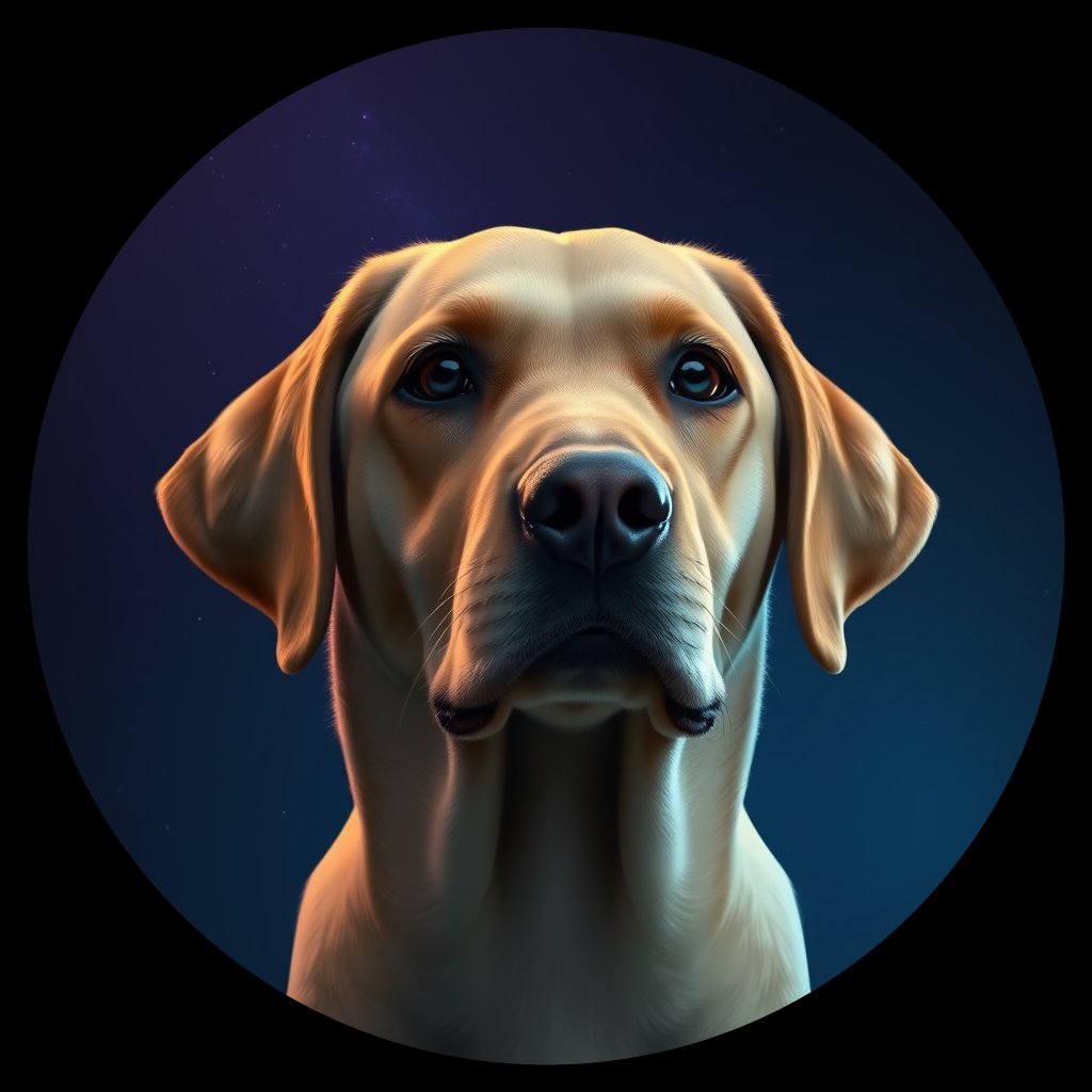 Cosmic medallion portrait of PFZ1F05_PFZ1F05, a Labrador Retriever