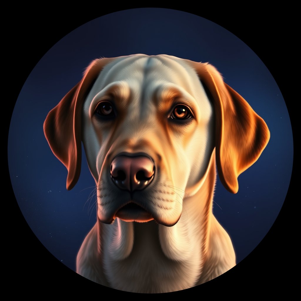 Cosmic medallion portrait of PFZ1F08_PFZ1F08, a Labrador Retriever