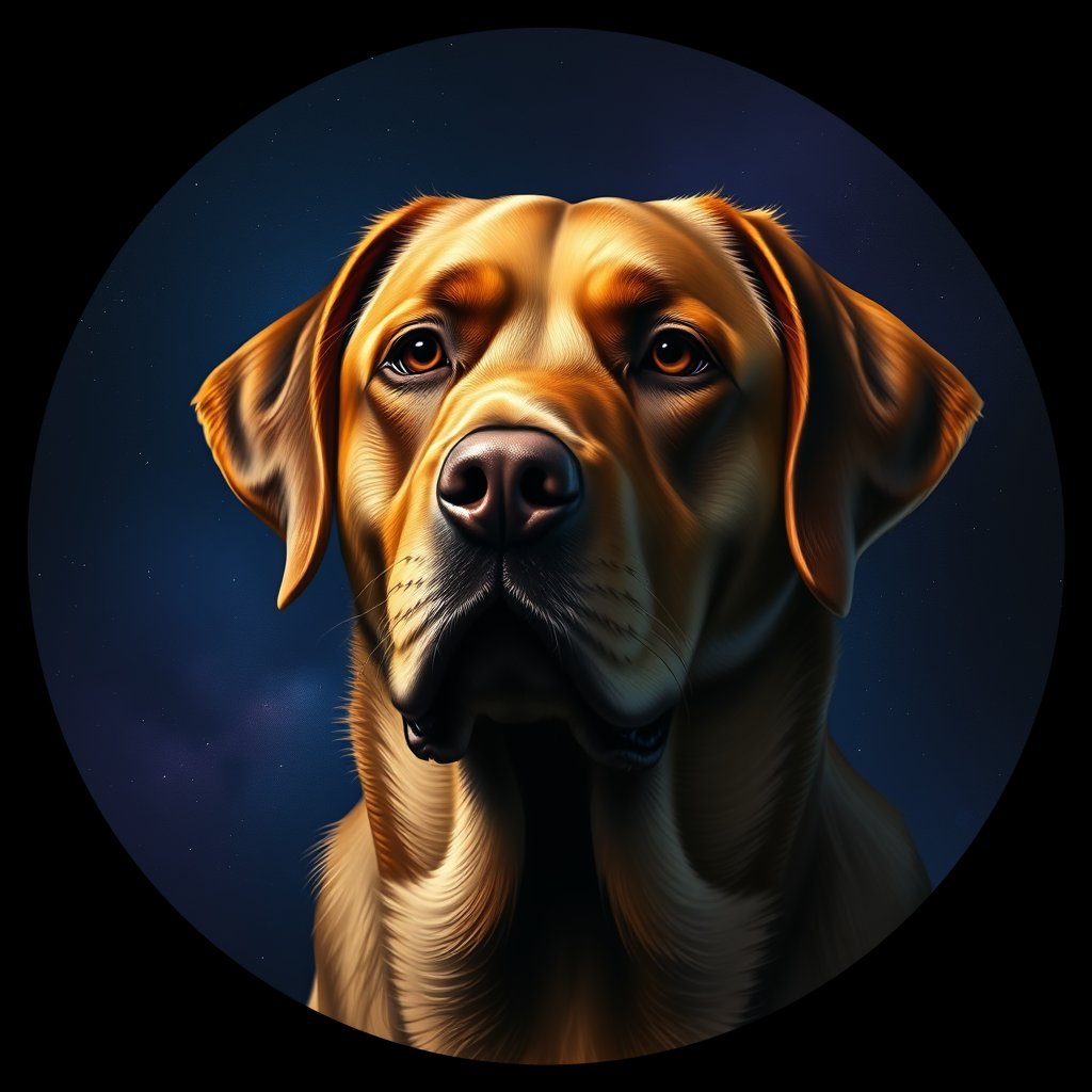 Cosmic medallion portrait of PFZ1F09_PFZ1F09, a Labrador Retriever