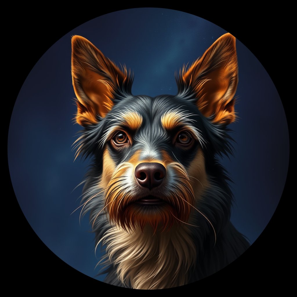 Cosmic medallion portrait of PFZ1F11_PFZ1F11, a Village Dog Peru Cusco