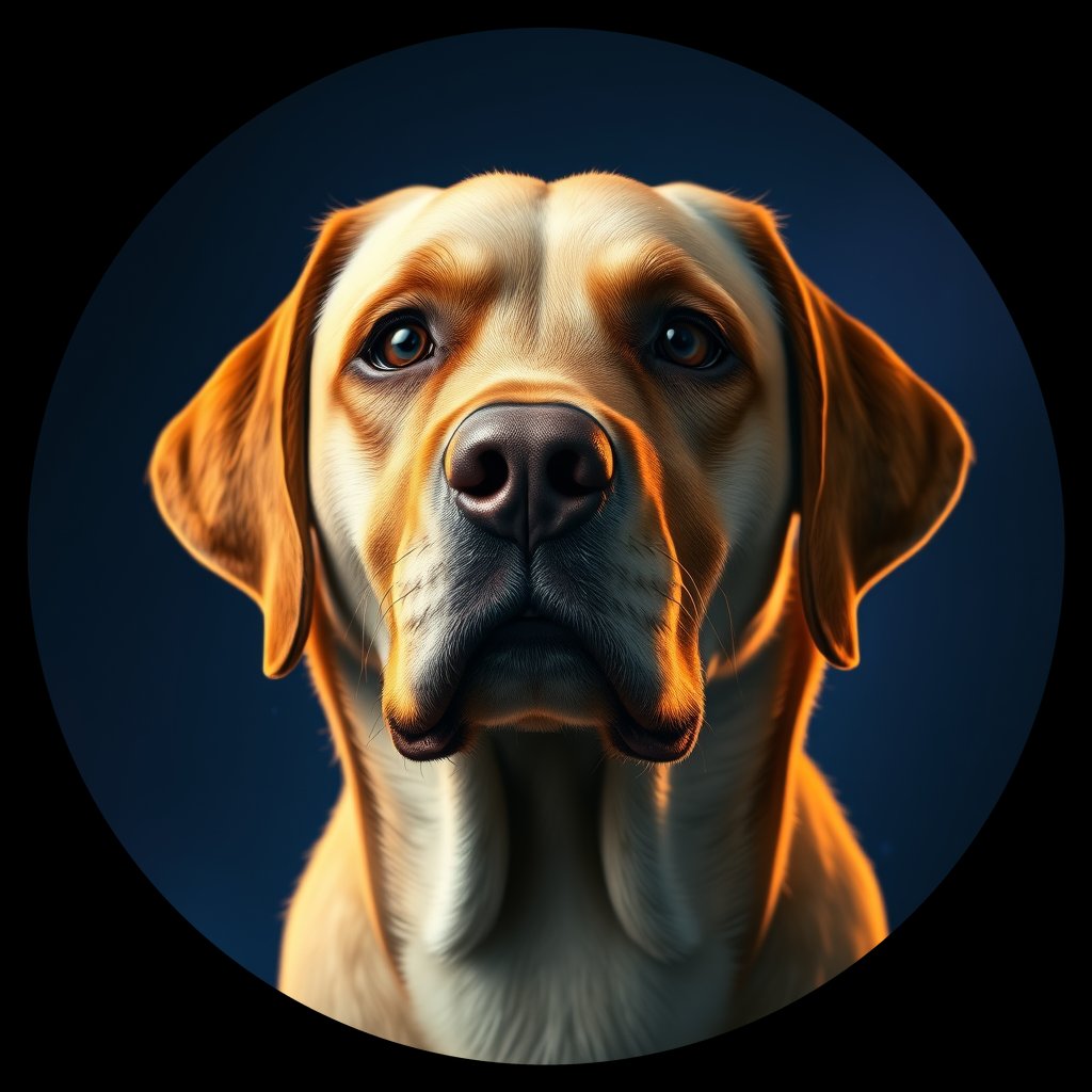 Cosmic medallion portrait of PFZ1G03_PFZ1G03, a Labrador Retriever