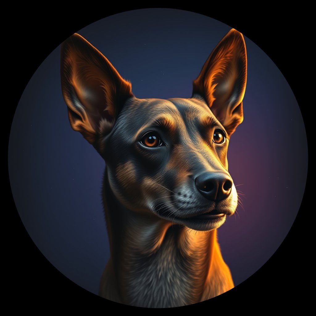 Cosmic medallion portrait of PFZ1G05_PFZ1G05, a Village Dog Mexico Mexico City