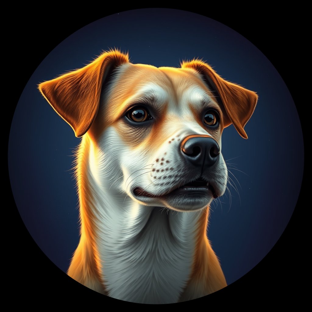 Cosmic medallion portrait of PFZ1G06_PFZ1G06, a Village Dog Us Alaska