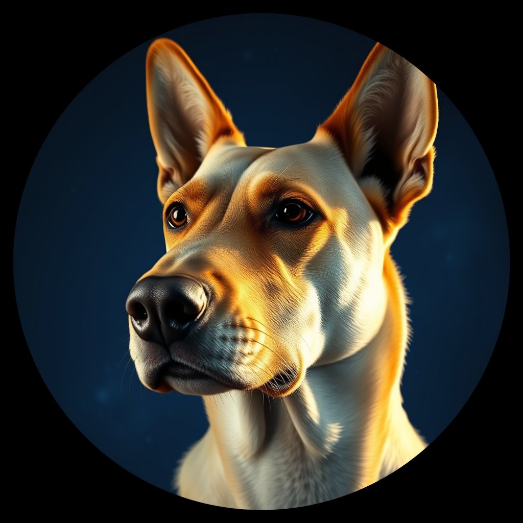 Cosmic medallion portrait of PFZ1G07_PFZ1G07, a Village Dog Lebanon Beruit