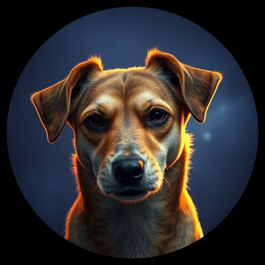 Cosmic medallion portrait of PFZ1G12_PFZ1G12, a Village Dog Peru Puno