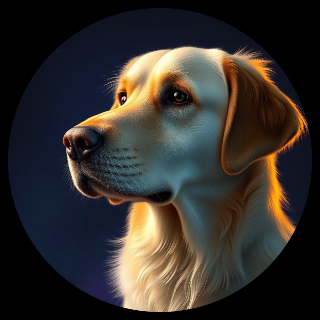 Cosmic medallion portrait of PFZ20A04_PFZ20A04, a Golden Retriever