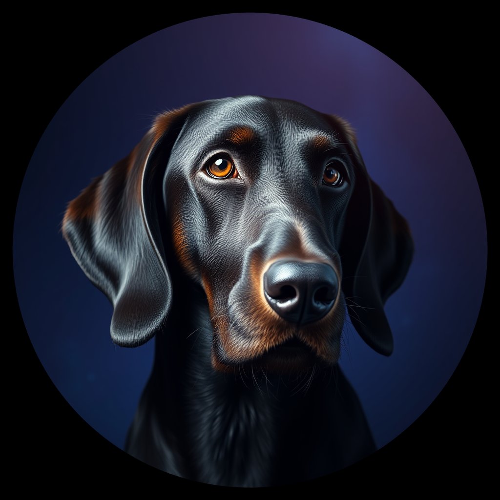 Cosmic medallion portrait of PFZ20A09_PFZ20A09, a Gordon Setter