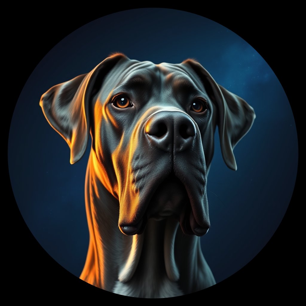 Cosmic medallion portrait of PFZ20B01_PFZ20B01, a Great Dane