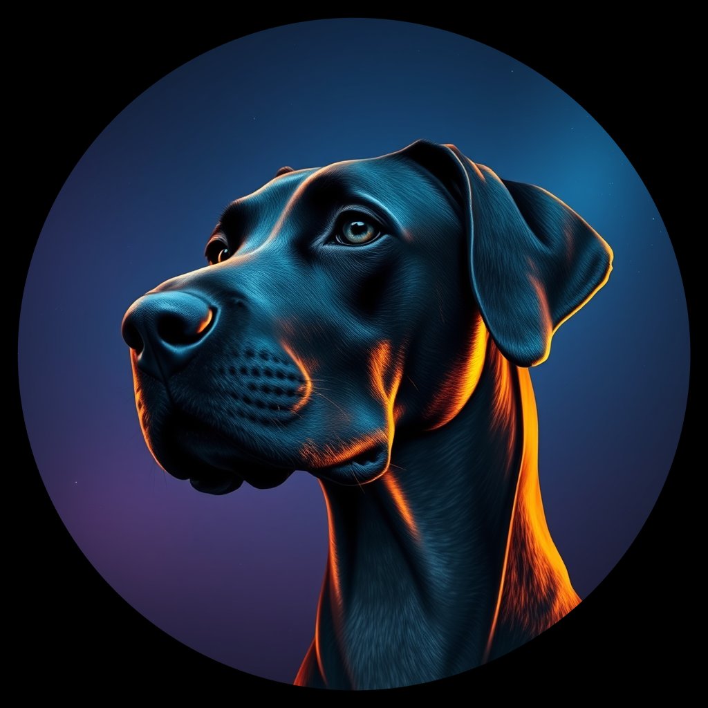 Cosmic medallion portrait of PFZ20B02_PFZ20B02, a Great Dane
