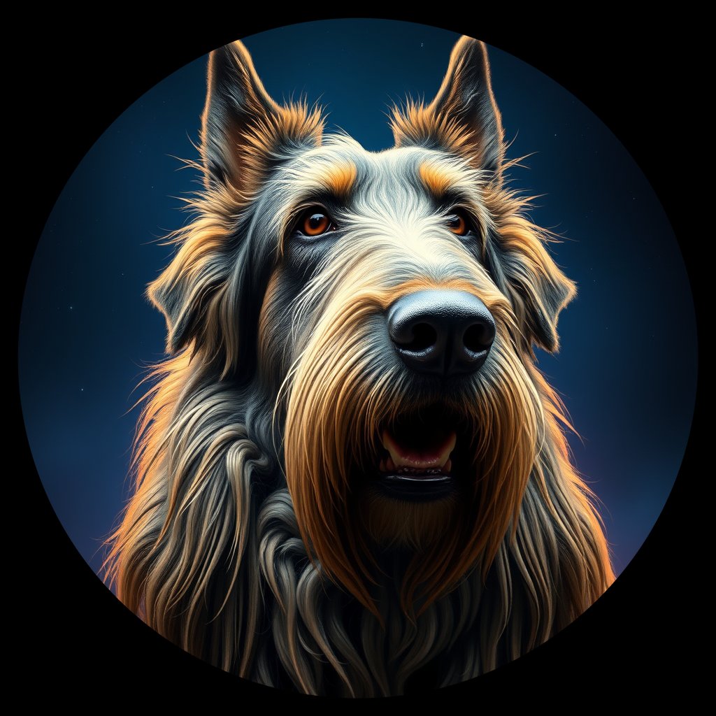 Cosmic medallion portrait of PFZ20B08_PFZ20B08, a Irish Wolfhound