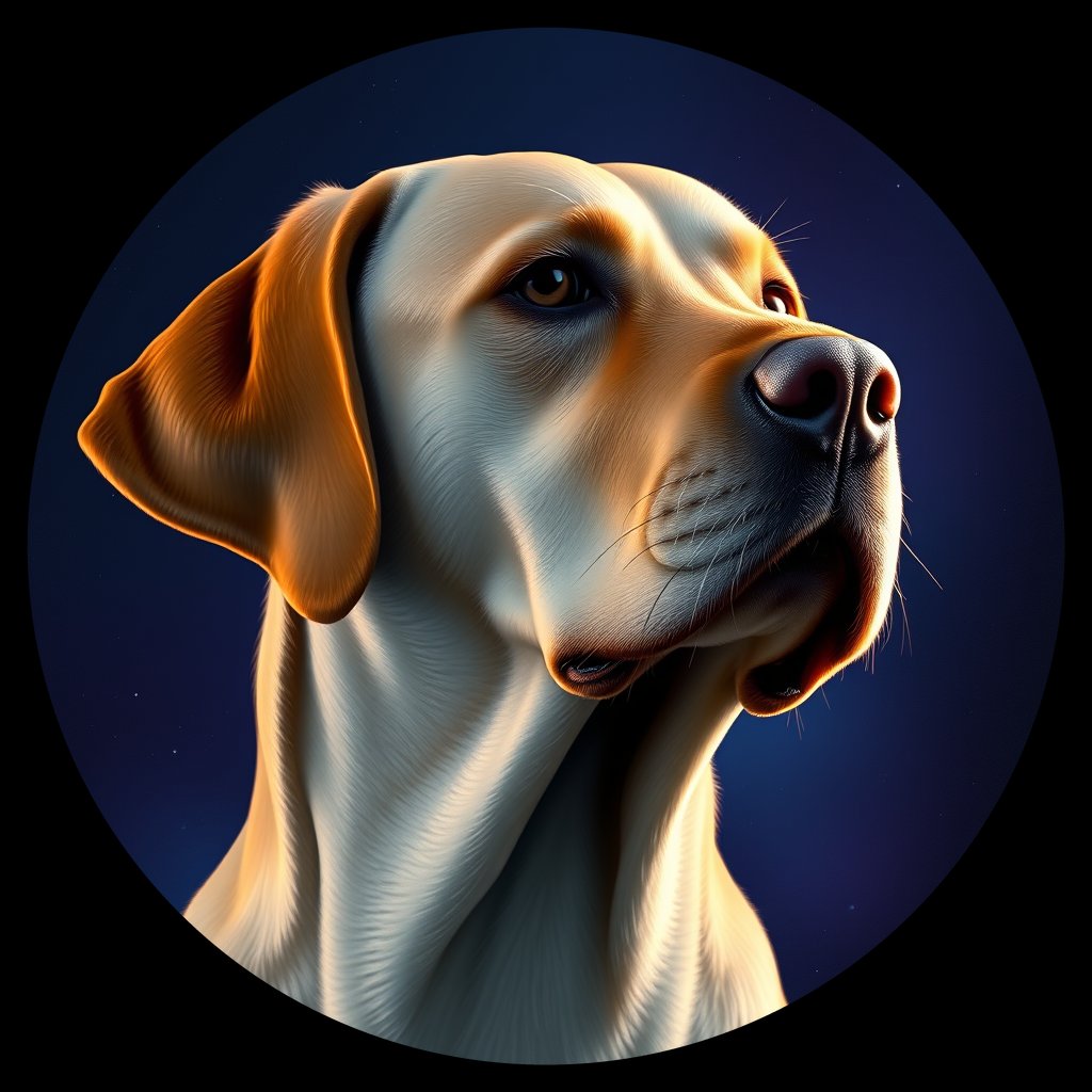 Cosmic medallion portrait of PFZ20C02_PFZ20C02, a Labrador Retriever