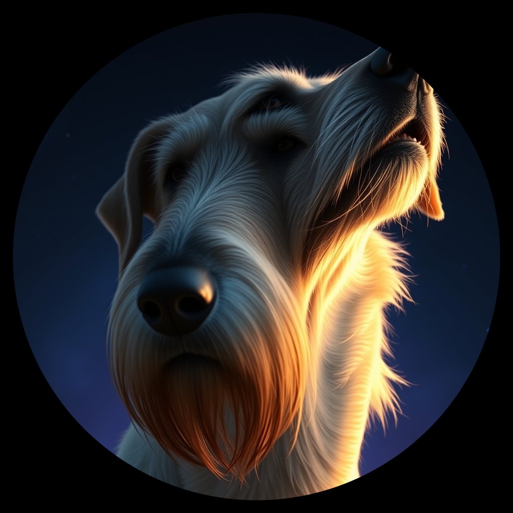 Cosmic medallion portrait of PFZ20C04_PFZ20C04, a Irish Wolfhound