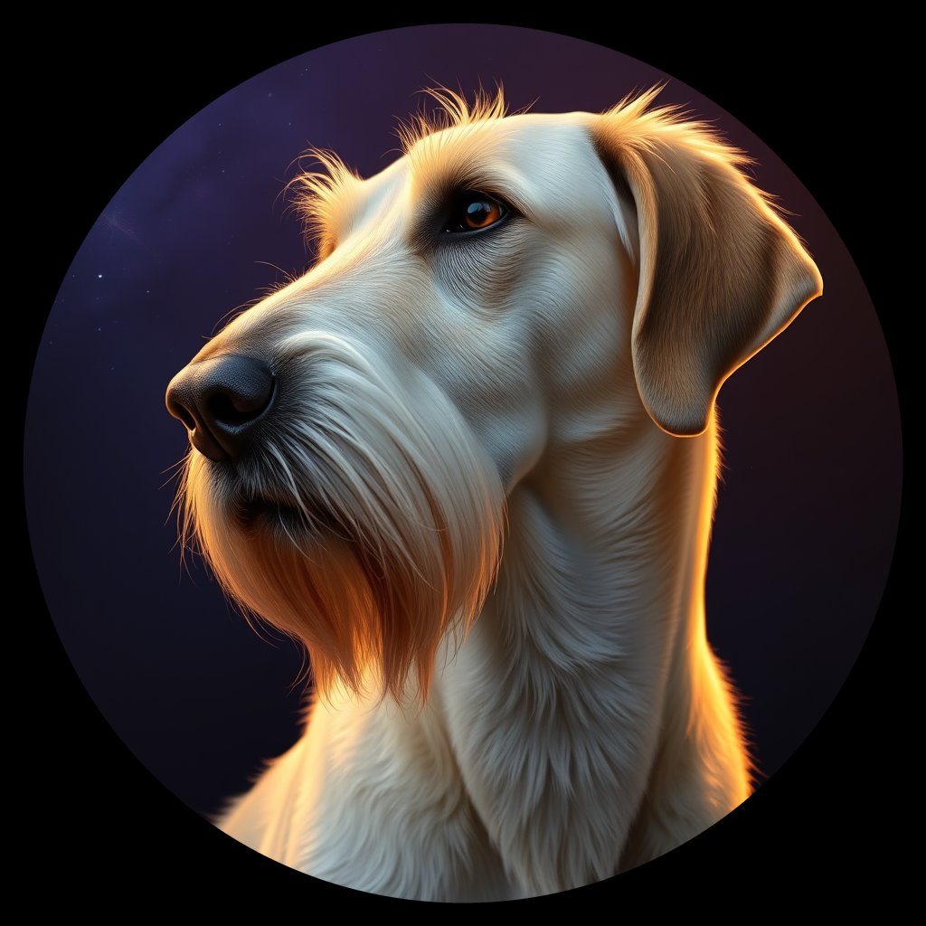 Cosmic medallion portrait of PFZ20C05_PFZ20C05, a Irish Wolfhound