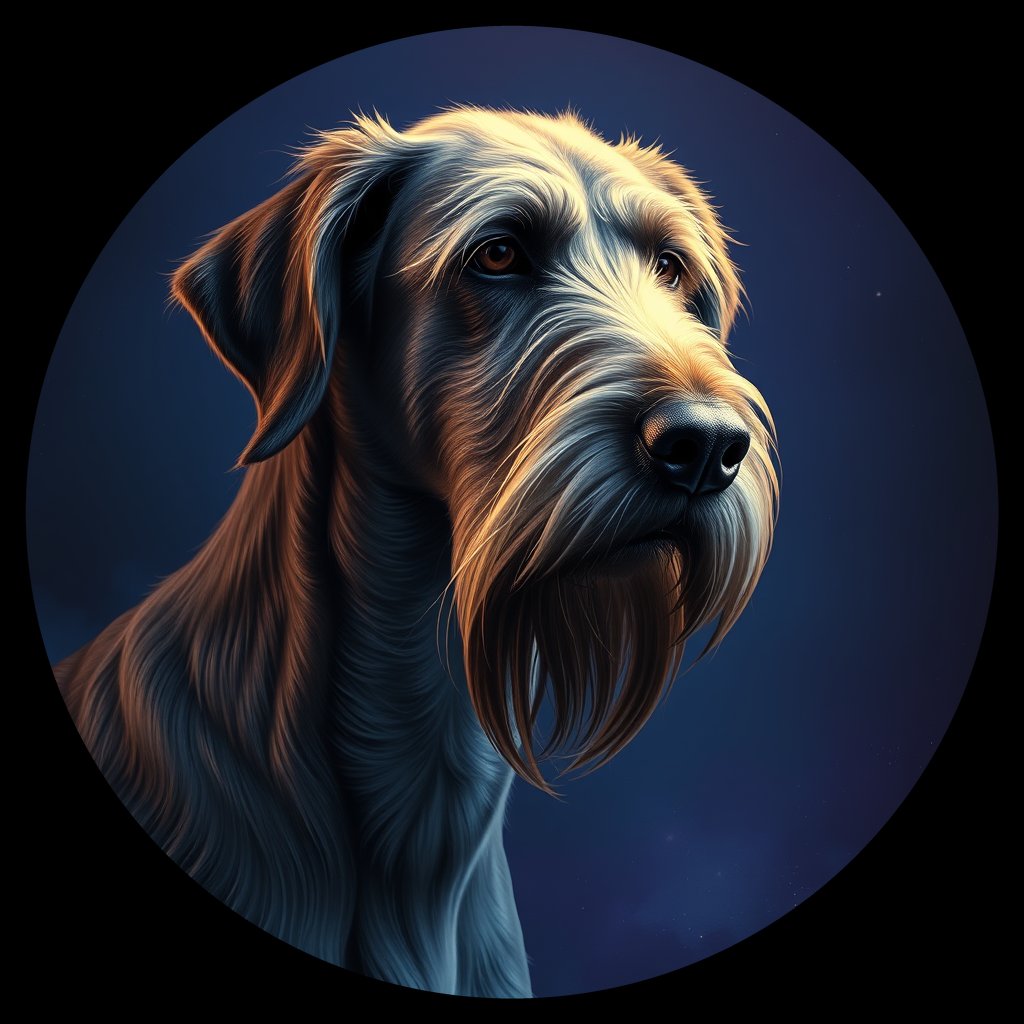 Cosmic medallion portrait of PFZ20C06_PFZ20C06, a Irish Wolfhound
