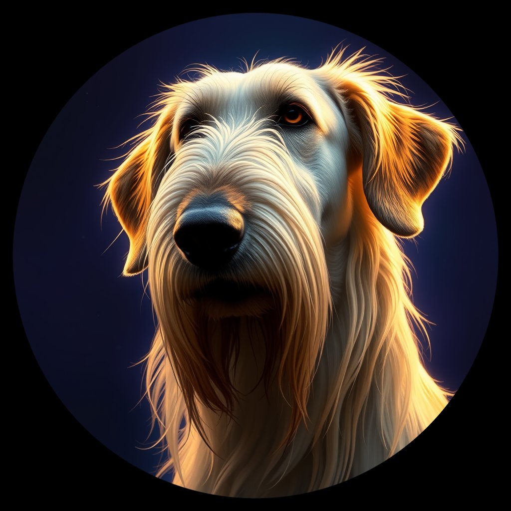 Cosmic medallion portrait of PFZ20C07_PFZ20C07, a Irish Wolfhound