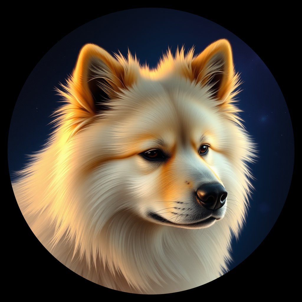 Cosmic medallion portrait of PFZ20D01_PFZ20D01, a Keeshond